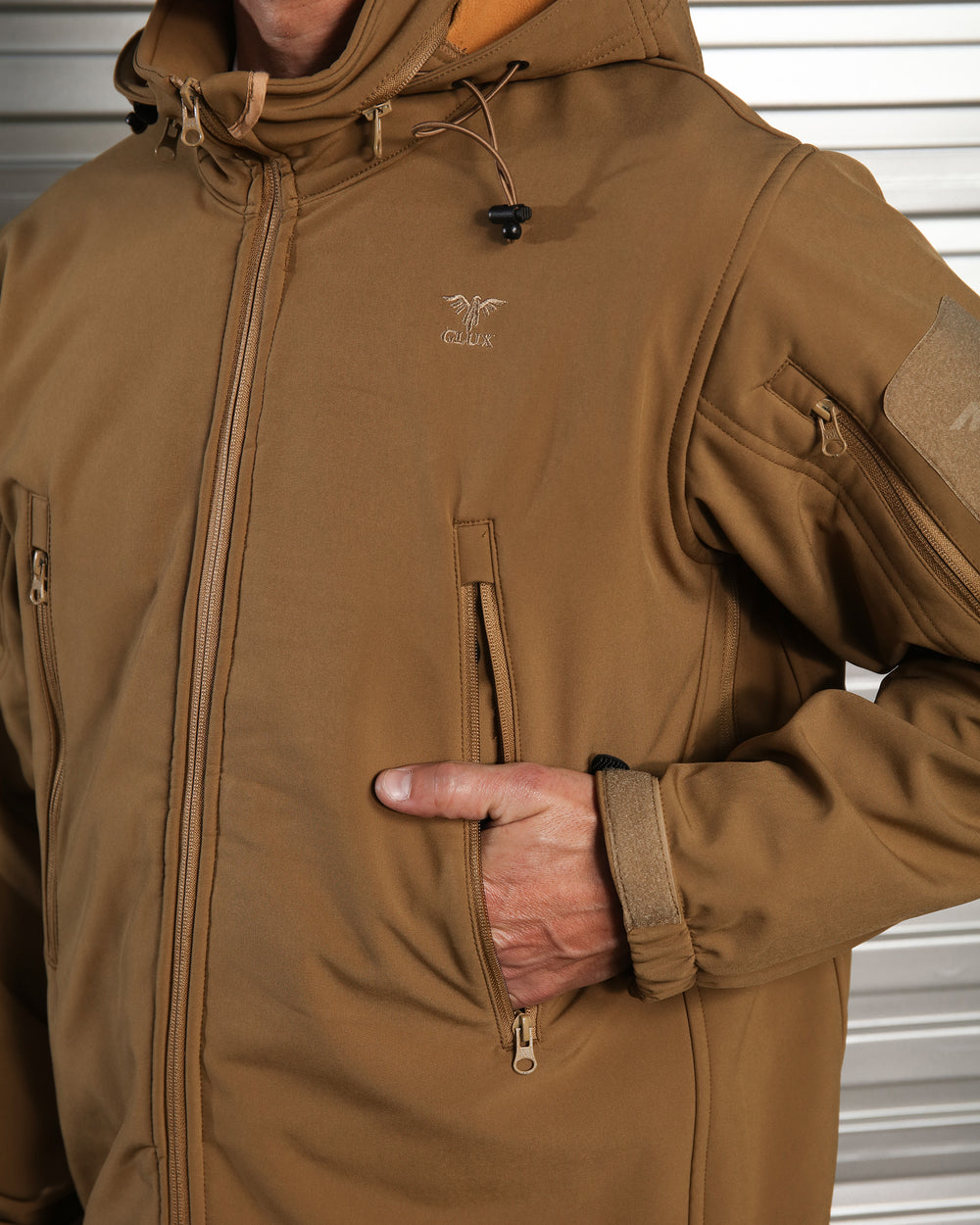 Men's Outdoor Waterproof Soft Shell Jacket – Fleece Lined with Hood