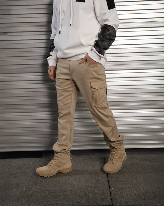 Casual Hiking Cargo Pants with Elastic Cuffs & Zip Pockets