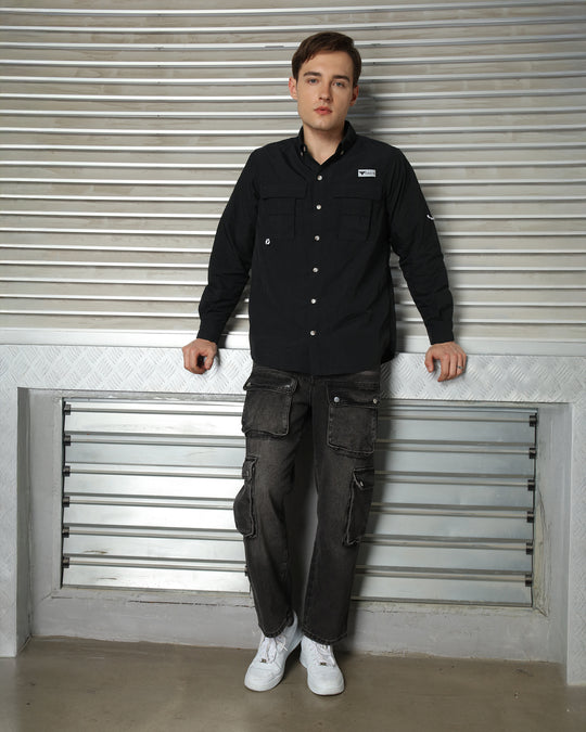 GLUX Men's Outdoor Utility Shirt Lightweight Long Sleeve Tactical Work Shirt with Multi Pocket Design