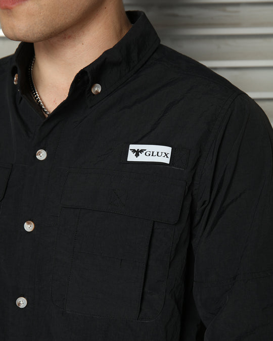 GLUX Men's Outdoor Utility Shirt Lightweight Long Sleeve Tactical Work Shirt with Multi Pocket Design