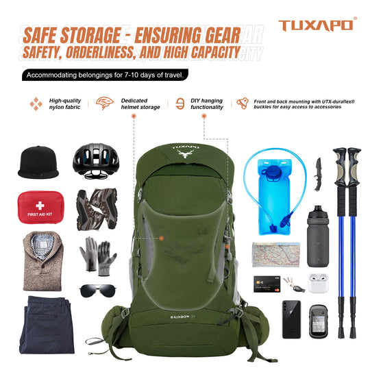 30L Internal Frame Hiking Backpacks Multifunctional Lightweight with Removable Rain Cover