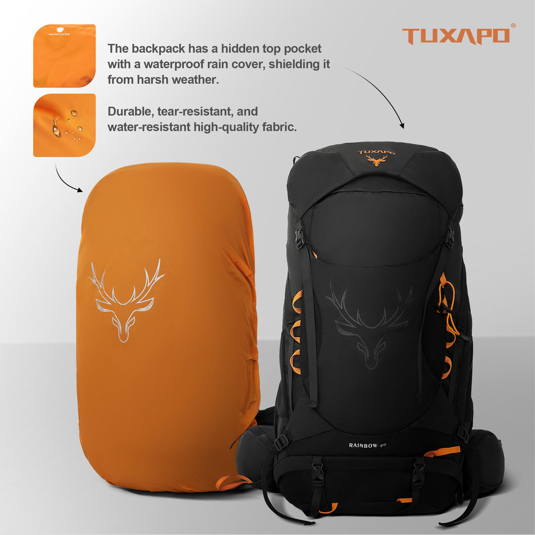 40L Internal Frame Hiking Backpacks Multifunctional Lightweight with Removable Rain Cover